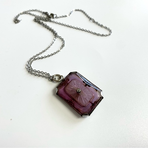 ❌SOLD!! DO NOT PURCHASE!! Art Deco Purple Camphor Glass Necklace. - Picture 9 of 10